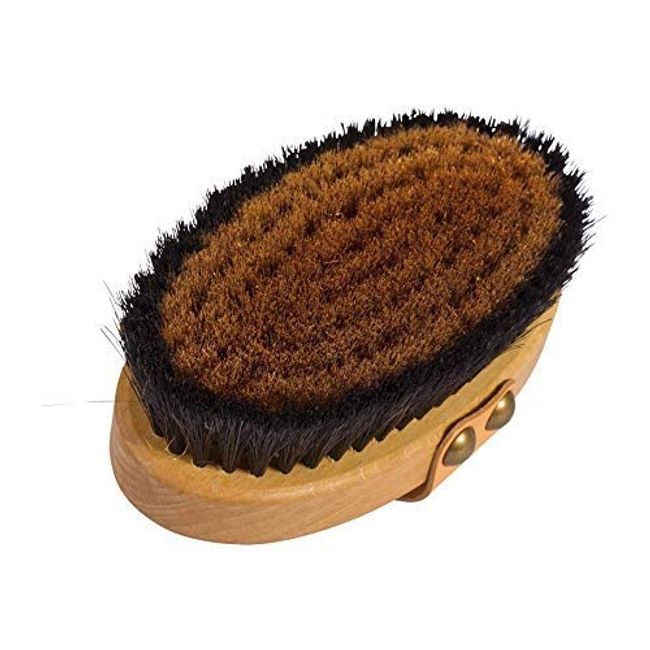 Large Energy/Ionic Dry Body and Massage Brush with fine Bronze Bristles Made in Germany, Creates Oxygen on Your Skin, Dry Brushing Body Brush Exfoliating Brush with Leather Strip
