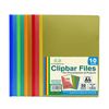 A4 Assorted Colours Clip Bar File, Plastic Project Folder Document Classification with 50 Sheets Capacity and Sliding Bar Ideal for Presentations & Projects Home/Office/School (120)