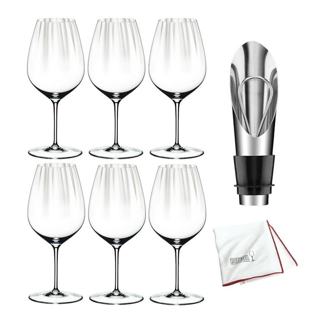 Riedel Performance Wine Glass Cabernet 6 Pack with Wine Pourer Bundle
