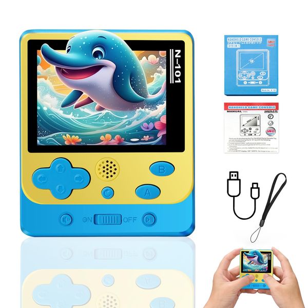 WAOYER Handheld Game Console for Kids, Portable Video Game Console Built-in 319 Classic Retro Games Mini 2.5" Screen Video Gaming Emulator Console Electronic Toy Birthday Gifts for Boys Girls (Blue)