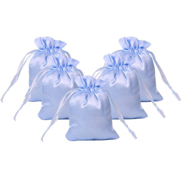 FAVORTALK Small Gift Bags Silk 10 Pcs 8x11 cm Jewellery Pouches Drawstring Bag for Wedding Favours Christening Crystals Thank You Bags Tarot Cards Favor Party Bags Jewelry Pouch (Sky Blue)