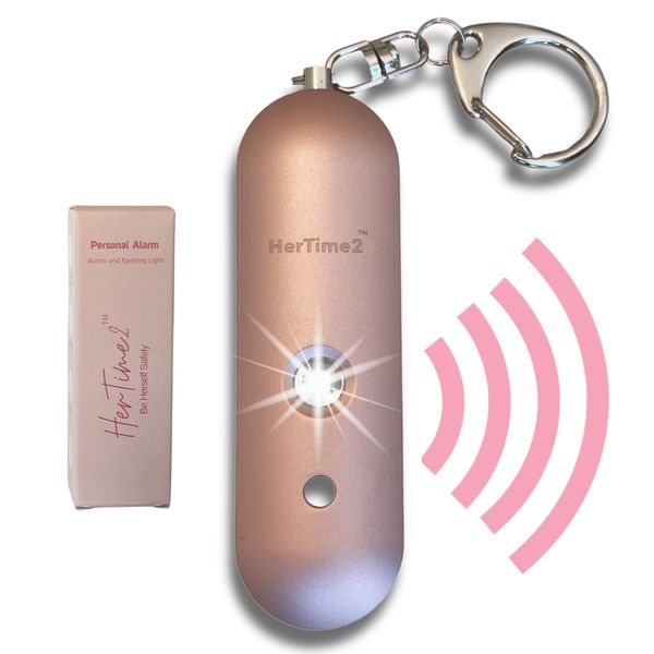 HerTime2® Personal Safety Alarm for Women – Travel Safe Waterproof Personal Alarm for Women – Women Self Defense Keychain Alarm – Loud Alarm – Strobe Light – Be Safe with Personal Alarm (Rose Gold)