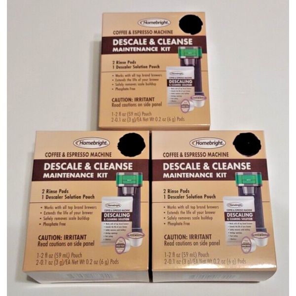 *3 Kits* Homebright Descaling Cleaning Maintenance Kit for Coffee Machine Clense