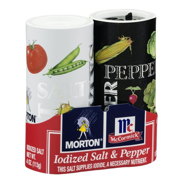 Morton's 4 oz. Salt and Mccormick 1.25 oz. Pepper Shakers 2 Bundles