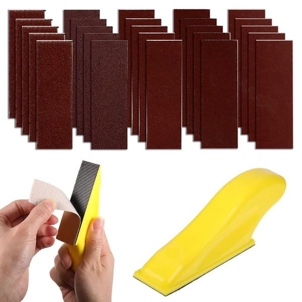 100 PCS Sanding Pads Grit Sandpaper Sheets Micro Sander Kit with 3.5 x 1 Inch Detail Sanding Tools With Sandpaper Assorted 80/120/180/240/400 Finger Sander for Crafts Wood Furniture Finishing