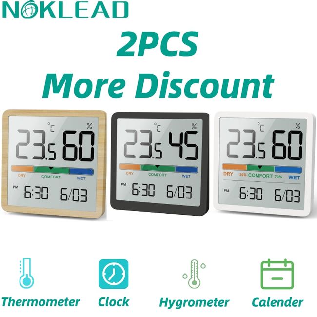 NOKLEAD Hygrometer Indoor Thermometer, Desktop Digital Thermometer with  Temperature and Humidity Monitor, Accurate Humidity Gauge Room Thermometer