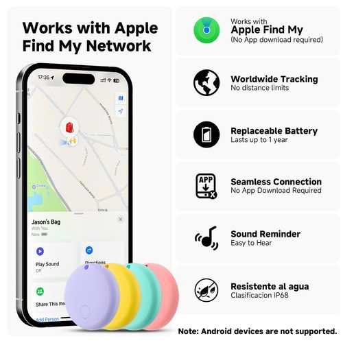4 Pack Air Tracker Tag Item Finders Work for Apple Find My (iOS Only) IP68 Waterproof Smart Tag Bluetooth Tracker Item Finder for Key, Backpack, Wallet