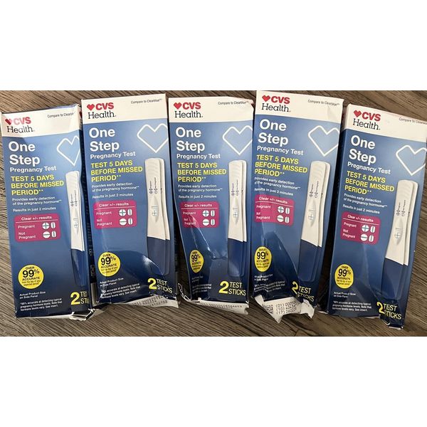 5 Pk One Step Pregnancy Test, 2 per box - 10 total tests, EXP 2/26 DAMAGED READ