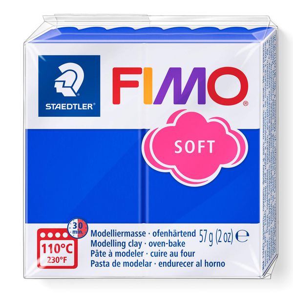 STAEDTLER 8020-33 FIMO Soft Oven-Hardening Polymer Modelling Clay - Brilliant Blue (1 x 57g Block)