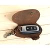 Snap Closure Leather Car Door Multifunction Multifunction Key Case brown Size: S