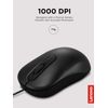 Lenovo 100 Wired USB Computer Mouse for PC, Laptop, Computer with Windows - Full Size - Ambidextrous Design - 3 Buttons - Red Optical Sensor - Black
