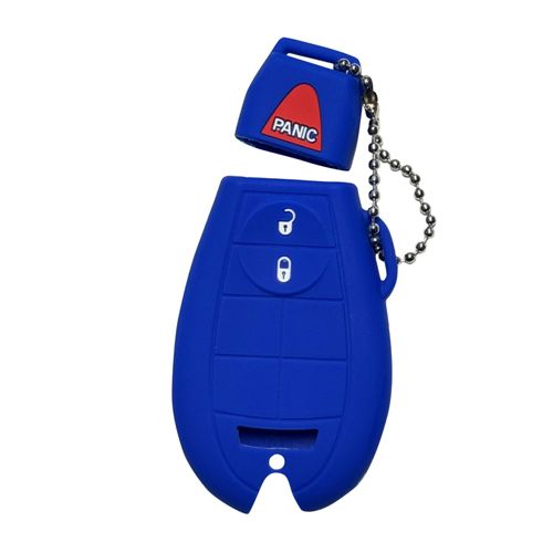 Key Fob Cover for Dodge Jeep: 3 Buttons Key Fob Case Fit for Dodge Dart Durango Grand Caravan RamPickup 1500 2500 3500 Jeep Commander Grand Cherokee 2008-2019丨Remote Protector GQ4-53T丨 (Blue)