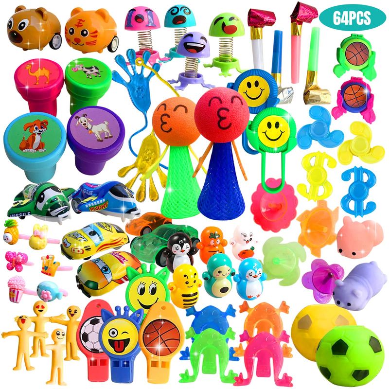 64-Piece Kids Party Favors Assortment - Easter Basket Stuffers, Goodie Bag Fillers, Treasure Box Toys