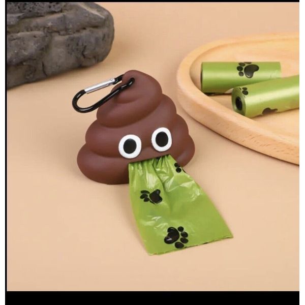 Poop Shaped Pet Waste Bag Holder With Clip And 1 Roll Of Bags (ships From US)