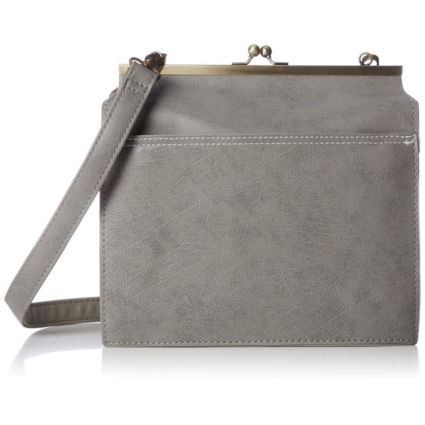 Lafiel 003160600 Natural Synthetic Leather Series Gama Mouth Shoulder Bag with Divider 68 ・Gray