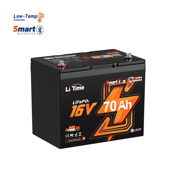 LiTime 16V 70Ah Bluetooth Lithium Battery Born For Fish Finder Marine Electronic