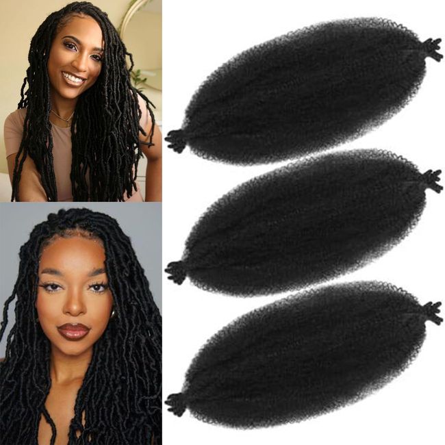 Springy Afro Twist Hair 3 Packs Pre-Separated 18 Inch Marley Twist Braiding Hair Wrapping Hair for Soft Locs Pre Fluffed Spring Twist Hair Extensions