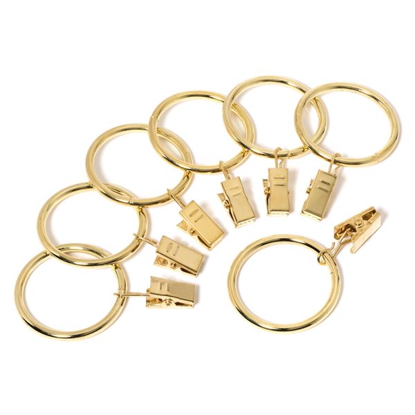 Metal Curtain Clip Rings 2 Inch Interior Diameter Set of 14 (Gold)