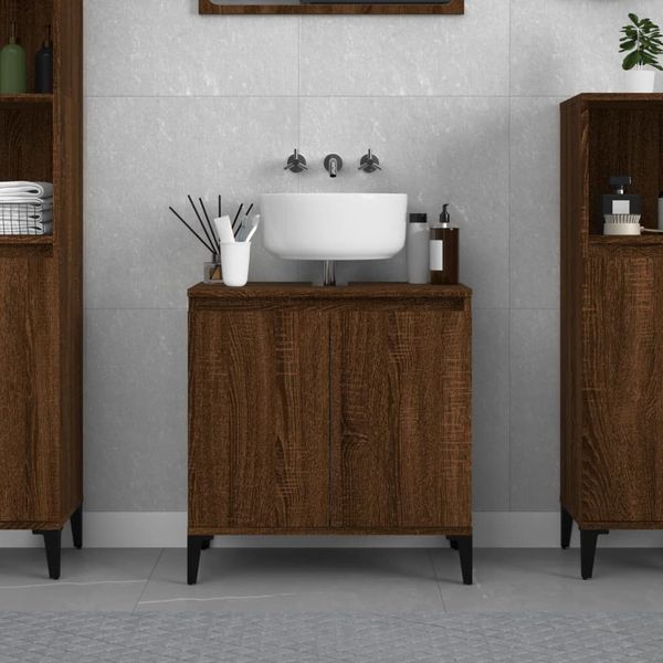 Myheimly Vanity Unit Oak Effect 58 x 33 x 60 cm Brown Oak
