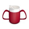 Ornamin Two Handled Mug with Internal Cone and spouted lid, red