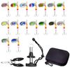 16 Piece Swivel Fishing Accessories Set with Fish Controller and Bait Pliers, Spinner, Blinker, Trout Bait, Pike Bait, Favourite Bait