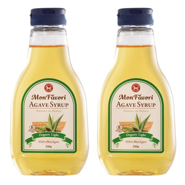 Monfaboli Organic Agave Syrup Low GI 11.6 oz (330 g) x 2 Bottles, One Touch Type Cap, Bottle, Organic JAS Certified, Mexico, Blue Agave 100% Syrup, Natural Sweeteners