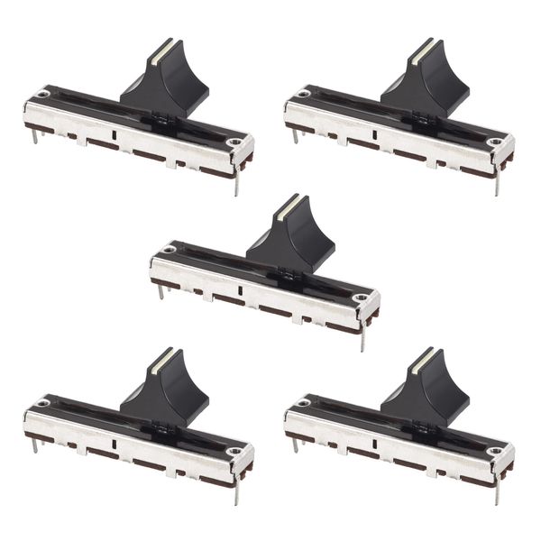 uxcell B10K Ohm 45mm Straight Slide Potentiometer Black White 5pcs Fader Variable Resistor Mixer