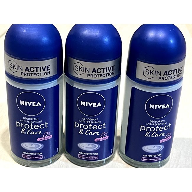 Nivea Deodorant Roll On , Protect & Care for Unisex , 3 X 50ml New