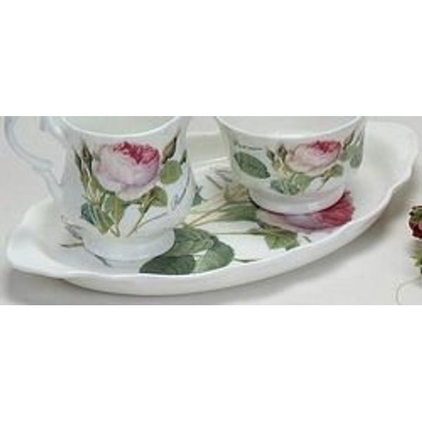 Roy Kirkham Bollweg Milch+Zuck. Tabl Redoute Roses - Fine Bone China made in England - Serviertablett Redoute Rose - 26 x 15 cm