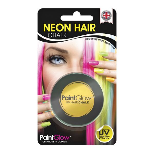 UV neon hair chalk for temporary hair colouring - great accessory for carnival or theme party in practical tin with sponge