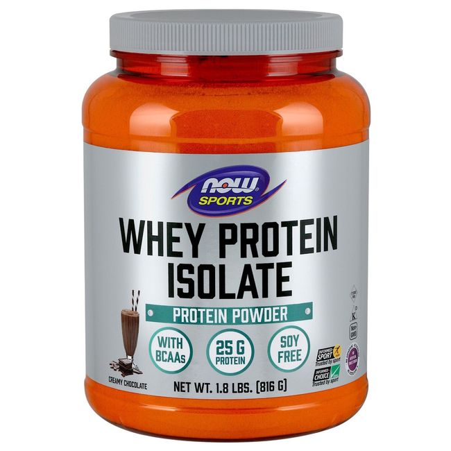 NOW Foods Whey Protein Isolate, Creamy Chocolate, 1.8 lb Powder