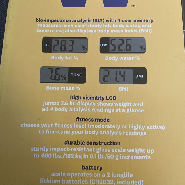 Conair Weight Watchers Glass Body Analysis Scale, 1 Ea, 6 Pack
