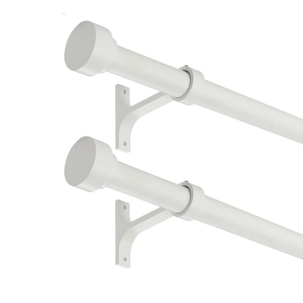 2 Pack Heavy Duty 1 Inch Diameter Single Curtain Rods 36-72” Adjustable Wi