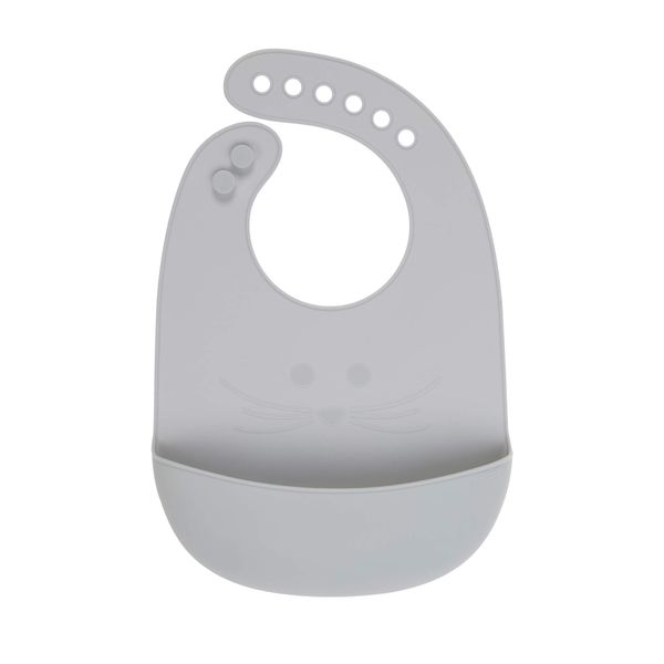LÄSSIG Little Chums Mouse Silicone Bib with Crumb Catcher Grey