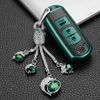 For Mazda 3-Button Leather TPU Green Key Shell Fob Case Cover Protective Holder
