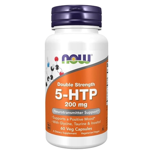 NOW FOODS 5-HTP, Double Strength 200 mg - 60 Veg Capsules