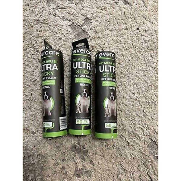 All-Purpose Pet Mega Oversized Lint Roller Refills, Green, 3-Pack (150 Sheets)