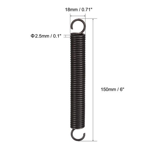 sourcingmap Extension Spring - 2.5mm Wire Dia , 18mm OD , 150mm Free Length Spring Steel Small Dual Hook Tension Spring