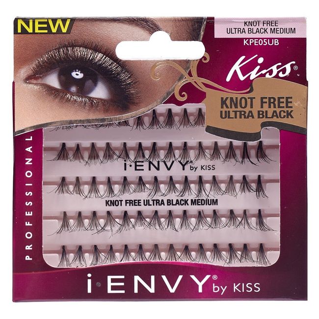 Kiss I Envy Knot Free Medium 70 Lashes Ultra Black (Pack of 3)