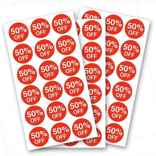 50 Percent Off Stickers,Price Stickers for Retail Store 3/4 Inch,1080 Adhesive Labels