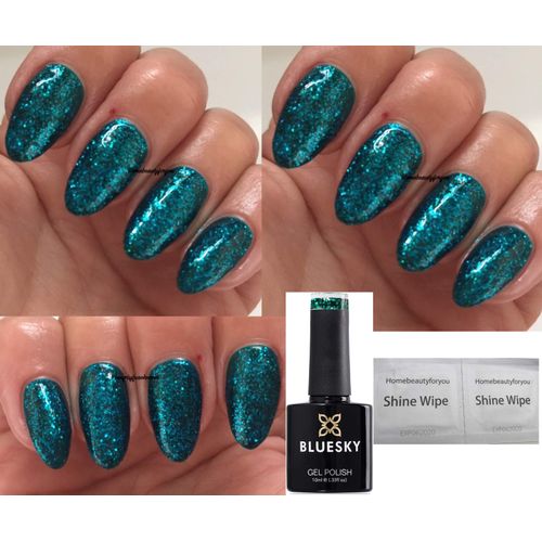 Bluesky Nail Gel Polish GREEN KEEPER Green Glitter Turquoise Glitter UV LED Soak Off (Requires curing under UV/LED Lamp)