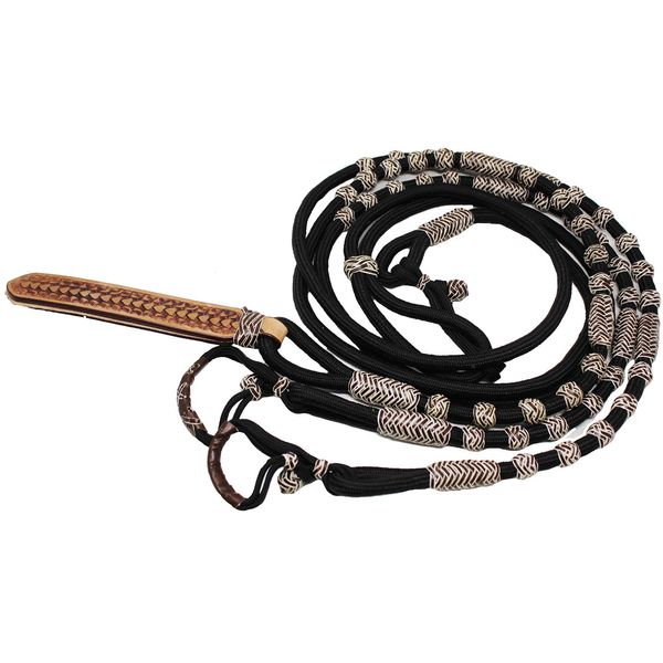 CHALLENGER Braided Rawhide Nylon Romel Rommel Western Horse Reins Popper 60757