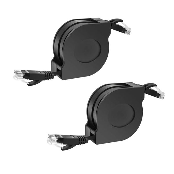 Ieron 2 Pcs Retractable Ethernet Cable Cat6 with Gigabit Ethernet Support Length 1 meter Convenient Retractable Design for Fast and Reliable Network Connections