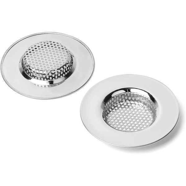 Qinglele 2pcs Kitchen Bathroom Sink Strainer, Stainless Steel Drain Filter, Thicker, Outer Diameter 3 Inch/77mm (Small Size)