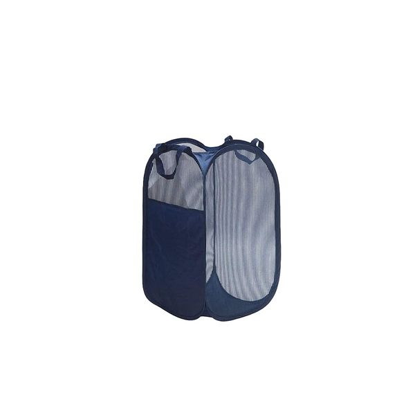 Groß Wäschekorb Faltbar, Faltbarer Laundry Basket Mesh Pop up Zusammenklappbarer Wäschekorb Faltbarer Wäschesammler mit Griffen Platzsparender Korb Navy Blau