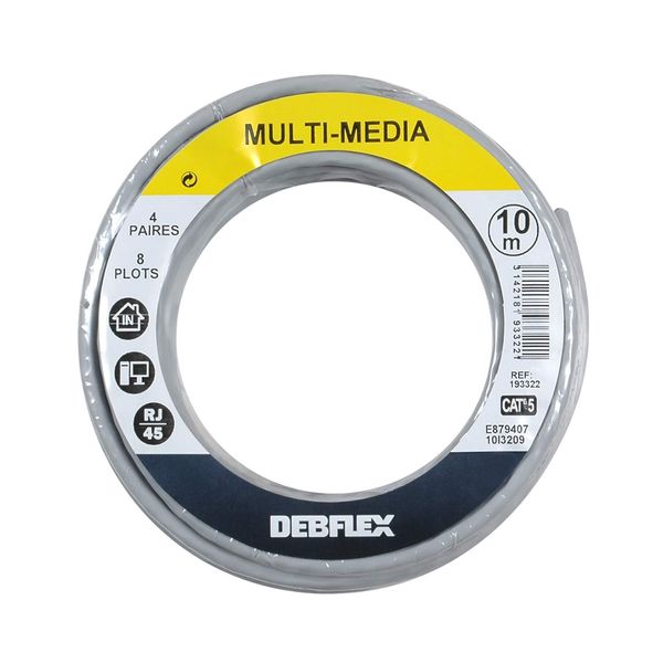 Debflex 193322 bobinot RJ45 Cat5e 4P U/UTP 10 m Grey
