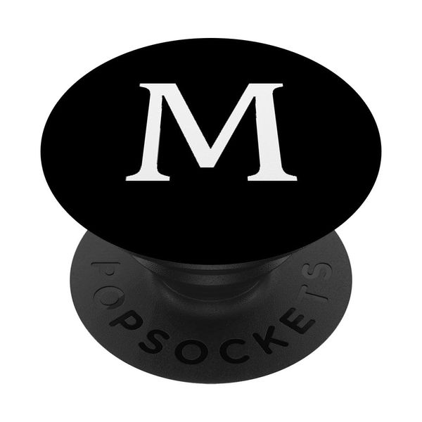 M Monogram Initial Letter Black And White Phone Holder PopSockets Adhesive PopGrip