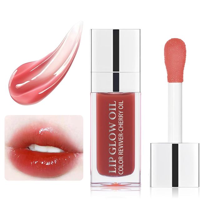 Rose Tinted Lip Glow Oil,Plumping Lip Gloss Clear Jelly Moisturizing Lip Glow Oil Hydrating Lip Care Toot Lip Oil for Dry Lips Care Nourishing Water Glossy Shine Lip