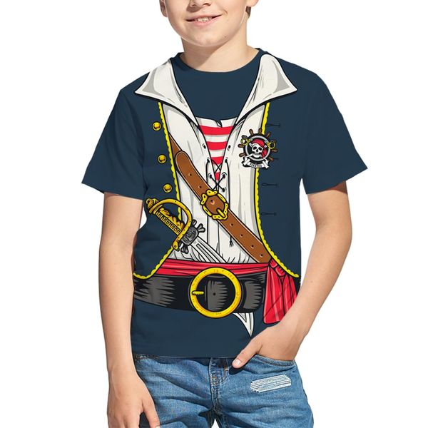 Kid's Print 3D Pirate Costume Halloween T Shirts Funny Cruise Pirates T-Shirt (US, Age, 11 Years, 12 Years, Phai04)