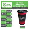 20oz Design Coffee Cups and Black Flat Lids Hot Cold Drinks Disposable 100pcs